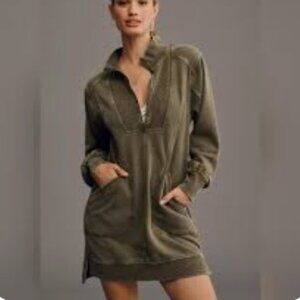 Anthropologie Daily Practice Meru‎ Mini sweatshirt Dress Medium Olive Green